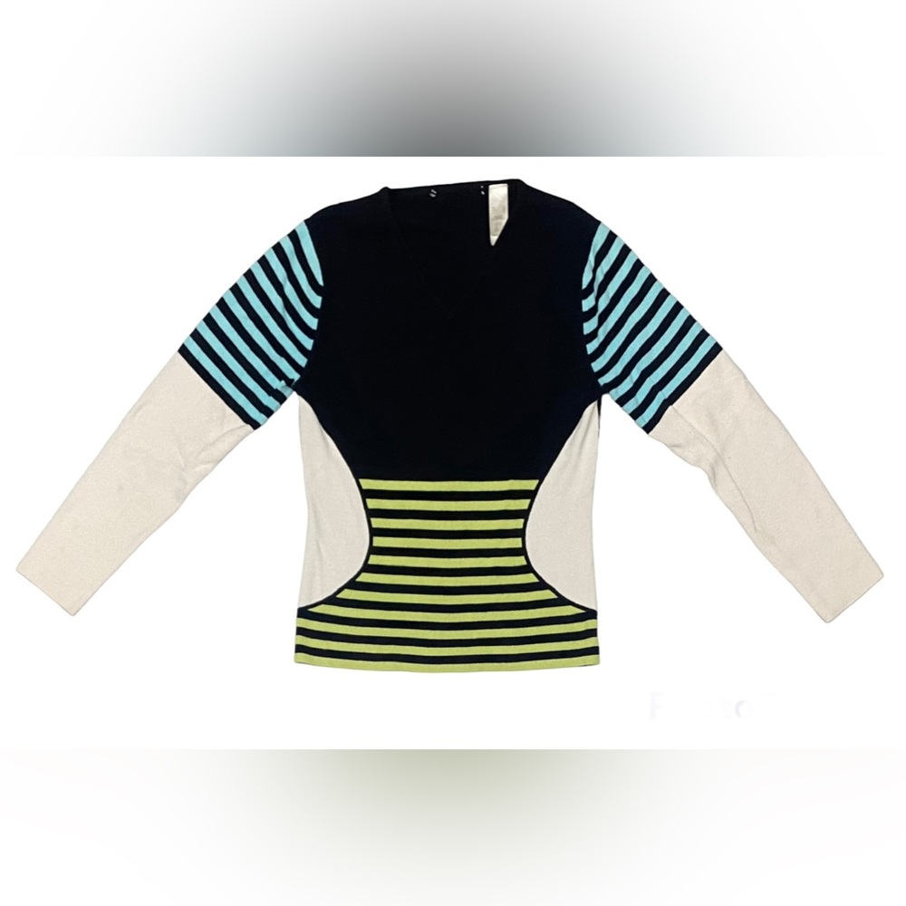LIZ CLAIBORNE First Issue WOMENS LARGE Retro Twist Pullover  V Neck Sweater